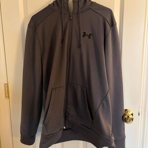 Under Armour Mens Armour Fleece Full Zip Hoodies Dark Green & Gray (2)Size Large